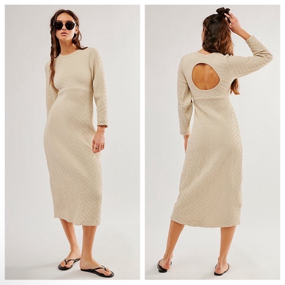 Free People Gabby Seamless Open Back Midi Dress size M/L NWT